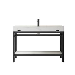 Single Sink Bath Vanity Metal Support with White Sintered Stone Top