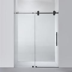Villena 60" W x 78" H Single Sliding Frameless Shower Door in Matte Black