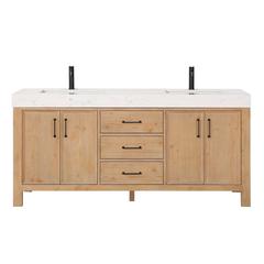 Free-standing Double Bathroom Vanity with Composite top in Lightning White