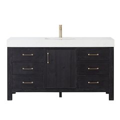León 60in. Free-standing Single Bathroom Vanity in Fir Wood Black