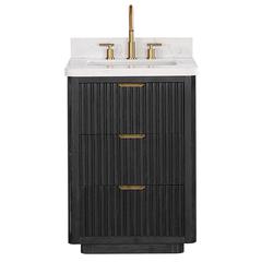 Free-standing Single Bathroom Vanity with Composite top in Lightning White