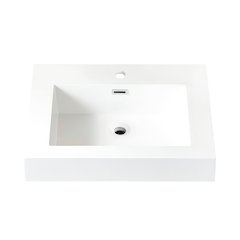 Rectangular White Finish Composite Granite Stone Console Bathroom Vanity Sink