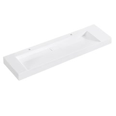 Rectangular White Finish Composite Granite Stone Console Bathroom Vanity Sink