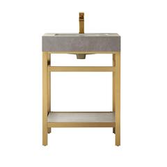 Single Sink Bath Vanity Metal Support with Grey Sintered Stone Top