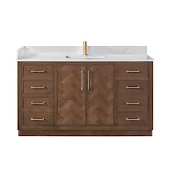 Jakarta 60" Freestanding Single Bath Vanity in Aged Dark Brown Oak