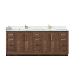 Jakarta 84" Freestanding Double Bath Vanity in Aged Dark Brown Oak
