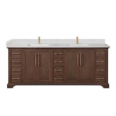Tokyo 84" Freestanding Double Bath Vanity in Aged Dark Brown Oak