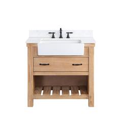 Single Bath Vanity with Composite Stone Top, White Farmhouse Basin