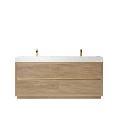 Double Sink Bath Vanity with White Composite Integral Square Sink Top