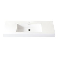 Rectangular White Finish Composite Granite Stone Console Bathroom Vanity Sink