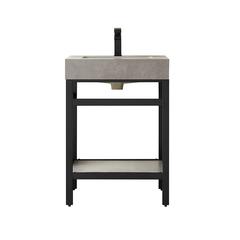 Single Sink Bath Vanity Metal Support with Grey Sintered Stone Top