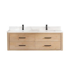 Cristo 60M" Floating Double Bath Vanity in Fir Wood Brown