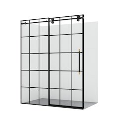 Puente 64" W x 78" H Single Sliding Frameless Shower Door in Matte Black