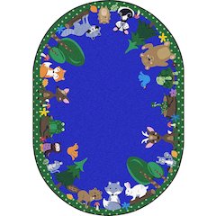 Kid Essentials Animals Among Us 5'4" x 7'8" Oval Area Rug in Color Multi