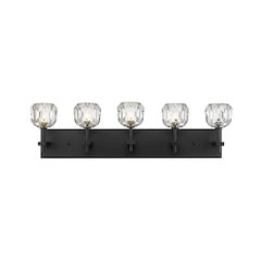 5-Light Black Wall Sconce With Clear Crystal Shades