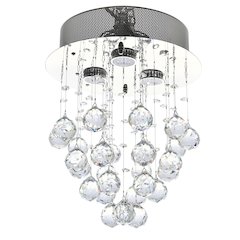 3-Light Chrome Flush Mount With Clear Crystals