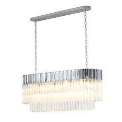12-Light Chrome Chandelier With Clear Crystals