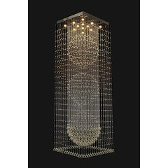 12-Light Chrome Chandelier With Clear Hanging Crystals And Beads