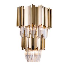 3-Light Gold Wall Sconce With Clear Crystals