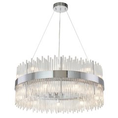 18-Light Chrome Stainless Steel Chandelier With Clear Glass Rods
