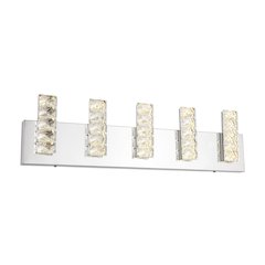 5-Light Chrome LED Wall Sconce With Clear Crystals