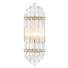 1-Light Antique Gold Metal Wall Sconce With A Clear Glass Rods