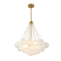 3-Light Gold Chandelier With White Frosted Glass Shades