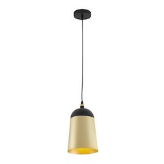1-Light Black And Gold Aluminum Shade Pendant