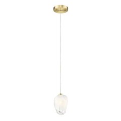 1-Light Gold Pendant With A White Glass Shade