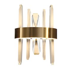 1-Light Gold Stainless Steel LED Wall Sconce With Clear Crystal Accents