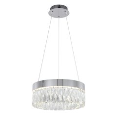 1-Light Chrome LED Chandelier With Clear Crystal Accents