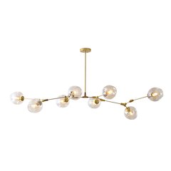 8-Light Gold Metal Chandelier With Amber Glass Shades