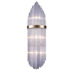 3-Light Antique Brass Metal Wall Sconce With Clear Glass Rods