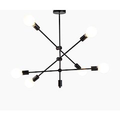 6-Light Matte Black Metal Sputnik Chandelier
