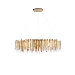 16-Light Gold Stainless Steel Chandelier With Clear Crystal Beads