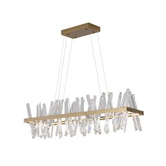4-Light Gold LED Chandelier With Clear Crystal Accents