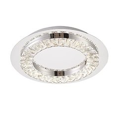 1-Light Chrome Stainless Steel LED Flush Mount With Clear Crystals