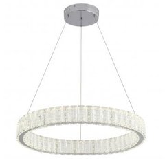 1-Light Chrome LED Chandelier With Clear Crystals