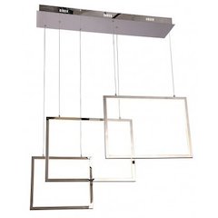3-Light Chrome LED Chandelier With Hanging Box Lights