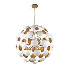 10-Light Soft White Cup Sputnik Chandelier With Brass Arm