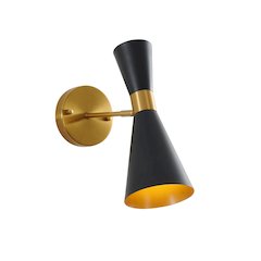 1-Light Gold And Black Wall Sconce With A Shade
