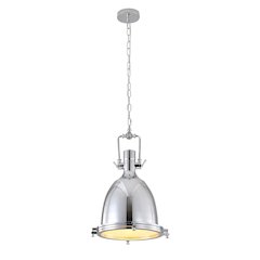 1-Light Chrome Iron Single Pendant With A Frosted Glass Shade