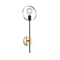 1-Light Black And Brushed Brass Arm Wall Sconce