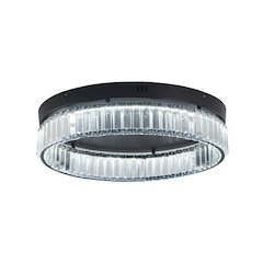 1-Light Satin Black Dimmable LED Flush Mount With Clear Crystals