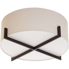 3-Light Black Flush Mount With A White Fabric Shade