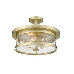 3-Light Gold Flush Mount With A Clear Glass Shade