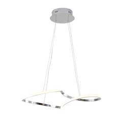 2-Light Chrome Twisted LED Chandelier With White Diffusers