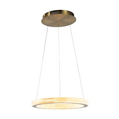 1-Light Sand Gold LED Chandelier With A Clear Acrylic Diffuser
