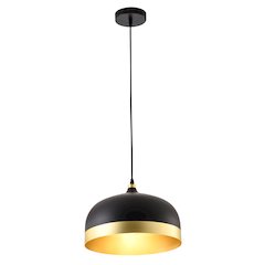 1-Light Black And Gold Aluminum Shade Pendant
