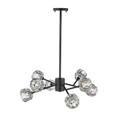8-Light Black Chandelier With Clear Crystal Shades